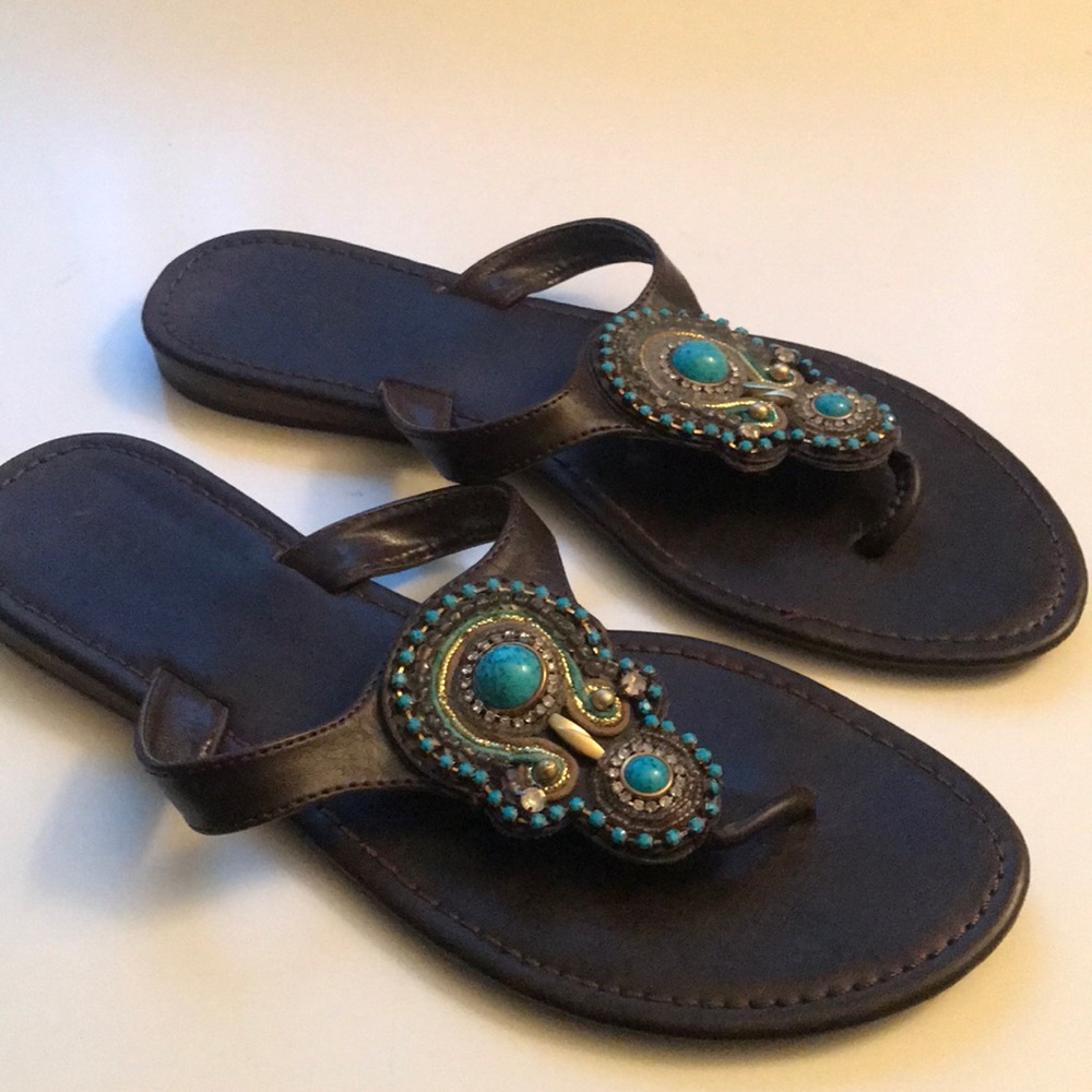 Soda women’s Beads Flats Sandals